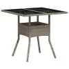 Világosszürke polyrattan üveglapos kerti asztal 80 x 80 x 75 cm