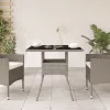 Világosszürke polyrattan üveglapos kerti asztal 80 x 80 x 75 cm
