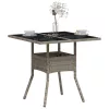 Világosszürke polyrattan üveglapos kerti asztal 80 x 80 x 75 cm