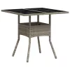 Világosszürke polyrattan üveglapos kerti asztal 80 x 80 x 75 cm