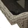 Világosszürke polyrattan üveglapos kerti asztal 80 x 80 x 75 cm