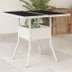Fehér polyrattan üveglapos kerti asztal 80 x 80 x 75 cm