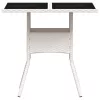 Fehér polyrattan üveglapos kerti asztal 80 x 80 x 75 cm