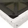 Fehér polyrattan üveglapos kerti asztal 80 x 80 x 75 cm
