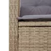 Bézs polyrattan dönthető kerti pad párnával