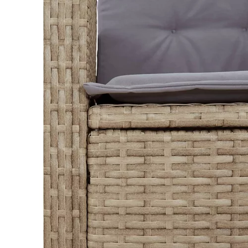 Bézs polyrattan dönthető kerti pad párnával