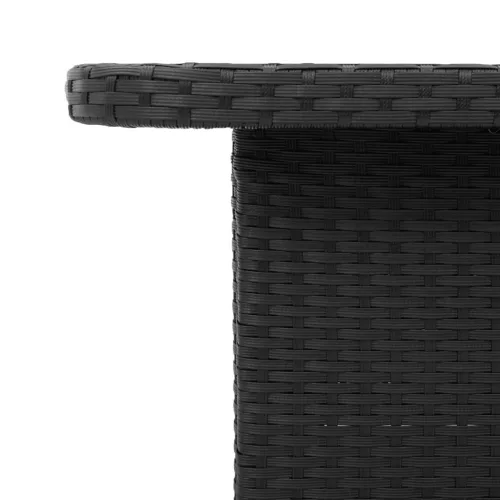 Fekete polyrattan és akácfa kerti asztal 80 x 80 x 71 cm