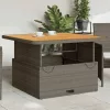 Szürke polyrattan és akácfa kerti asztal 110 x 110 x 71 cm