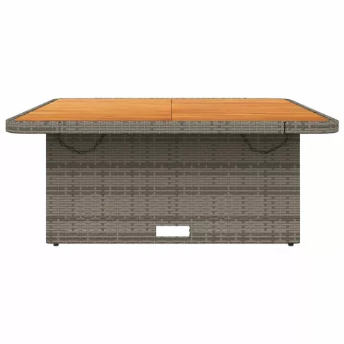 Szürke polyrattan és akácfa kerti asztal 110 x 110 x 71 cm