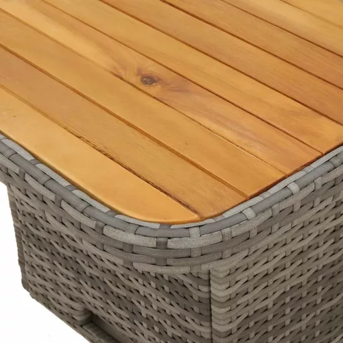 Szürke polyrattan és akácfa kerti asztal 110 x 110 x 71 cm