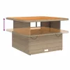 Bézs polyrattan és akácfa kerti asztal 110 x 110 x 71 cm