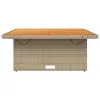 Bézs polyrattan és akácfa kerti asztal 110 x 110 x 71 cm
