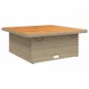 Bézs polyrattan és akácfa kerti asztal 110 x 110 x 71 cm