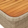 Bézs polyrattan és akácfa kerti asztal 110 x 110 x 71 cm