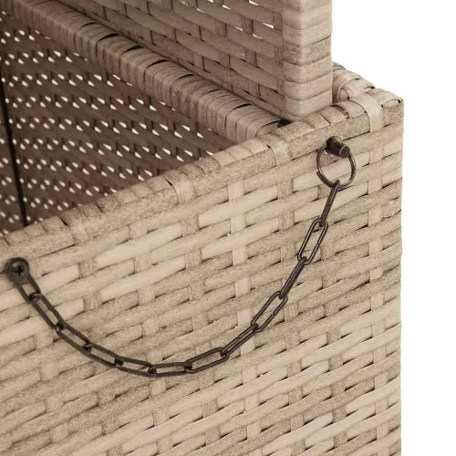 Bézs polyrattan és akácfa kerti asztal 110 x 110 x 71 cm