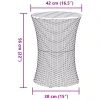Fekete polyrattan és tömör fa kerti dob alakú kisasztal