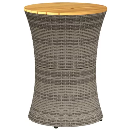 Szürke polyrattan kerti dob alakú kisasztal