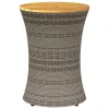 Szürke polyrattan kerti dob alakú kisasztal