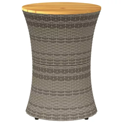 Szürke polyrattan kerti dob alakú kisasztal