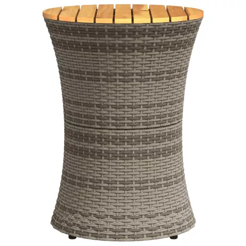 Szürke polyrattan kerti dob alakú kisasztal
