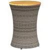 Szürke polyrattan kerti dob alakú kisasztal