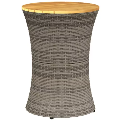 Szürke polyrattan kerti dob alakú kisasztal