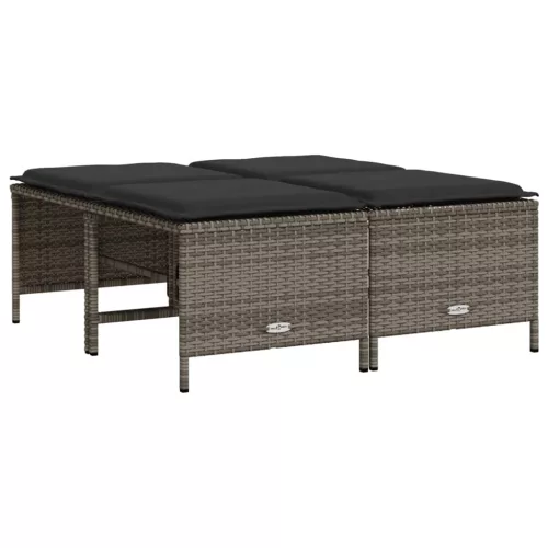 4 db szürke polyrattan kerti szék párnákkal