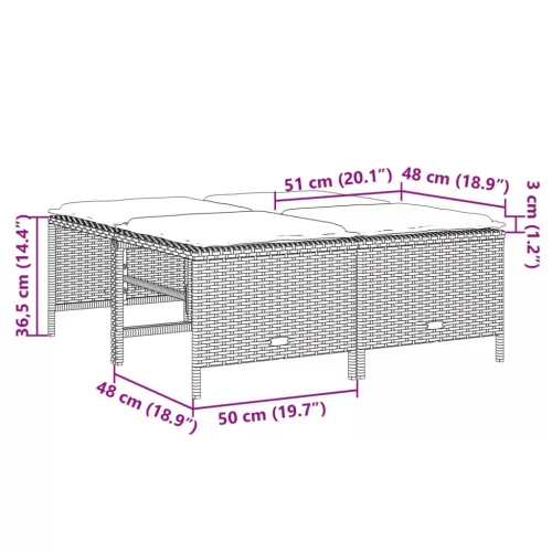 4 db szürke polyrattan kerti szék párnákkal