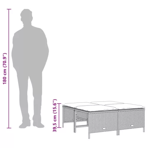 4 db bézs polyrattan kerti szék párnákkal