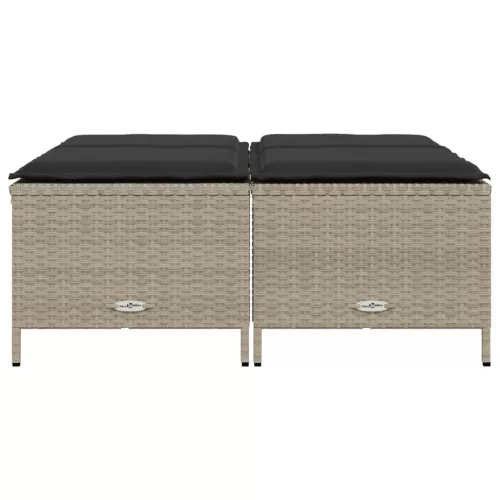 4 db világosszürke polyrattan kerti szék párnákkal