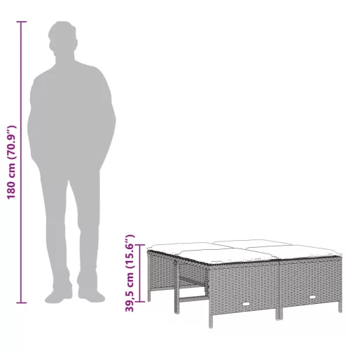 4 db világosszürke polyrattan kerti szék párnákkal