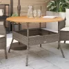 Szürke polyrattan kerti asztal akácfa lappal Ø110 x 71 cm