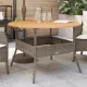 Szürke polyrattan kerti asztal akácfa lappal Ø110 x 71 cm