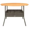 Szürke polyrattan kerti asztal akácfa lappal Ø110 x 71 cm