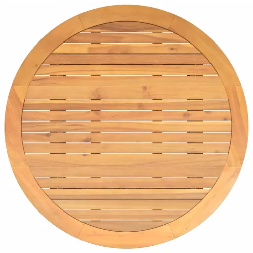 Szürke polyrattan kerti asztal akácfa lappal Ø110 x 71 cm