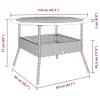 Szürke polyrattan kerti asztal akácfa lappal Ø110 x 71 cm