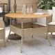 Bézs polyrattan kerti asztal akácfa lappal Ø110 x 71 cm