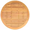 Bézs polyrattan kerti asztal akácfa lappal Ø110 x 71 cm