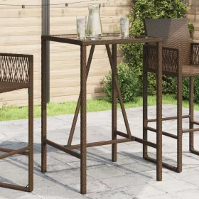 Barna polyrattan kültéri bárasztal 70 x 70 x 110 cm