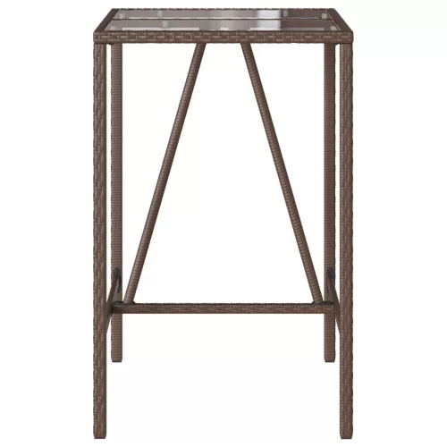 Barna polyrattan kültéri bárasztal 70 x 70 x 110 cm