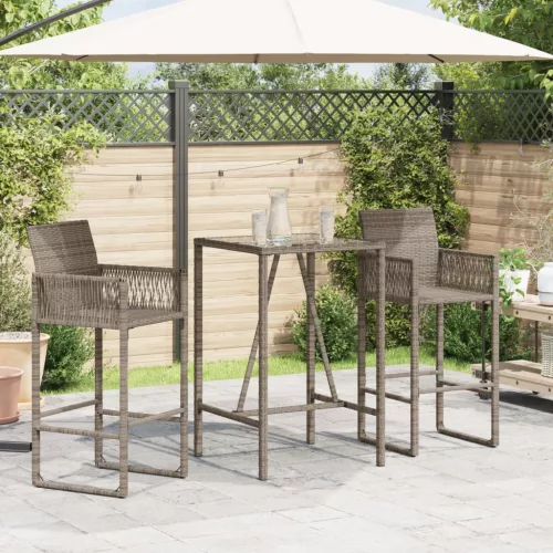 Szürke polyrattan kültéri bárasztal 70 x 70 x 110 cm