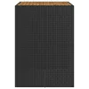 Fekete polyrattan kerti bárasztal akácfa lappal 105x80x110 cm
