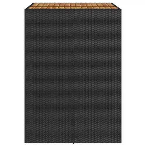 Fekete polyrattan kerti bárasztal akácfa lappal 105x80x110 cm