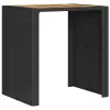 Fekete polyrattan kerti bárasztal akácfa lappal 105x80x110 cm
