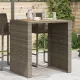 Szürke polyrattan kerti bárasztal akácfa lappal 105x80x110 cm