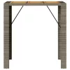 Szürke polyrattan kerti bárasztal akácfa lappal 105x80x110 cm