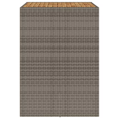 Szürke polyrattan kerti bárasztal akácfa lappal 105x80x110 cm