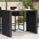 Fekete polyrattan kerti bárasztal akácfa lappal 145x80x110 cm