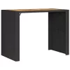 Fekete polyrattan kerti bárasztal akácfa lappal 145x80x110 cm