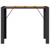 Fekete polyrattan kerti bárasztal akácfa lappal 145x80x110 cm